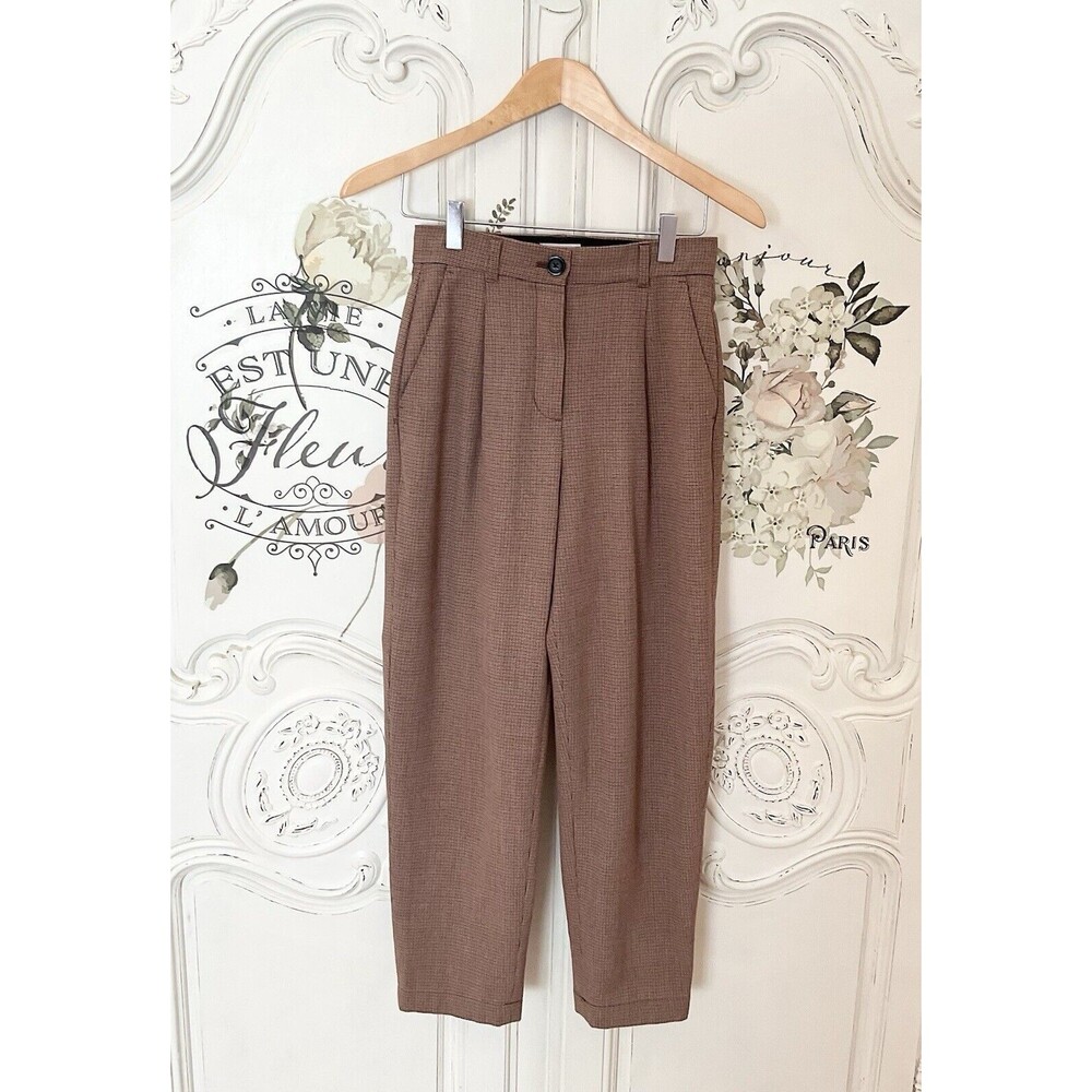 Aritzia Little Moon Women’s Rust Plaid Pants High Rise Pockets, Size 2 - Picture 2 of 10
